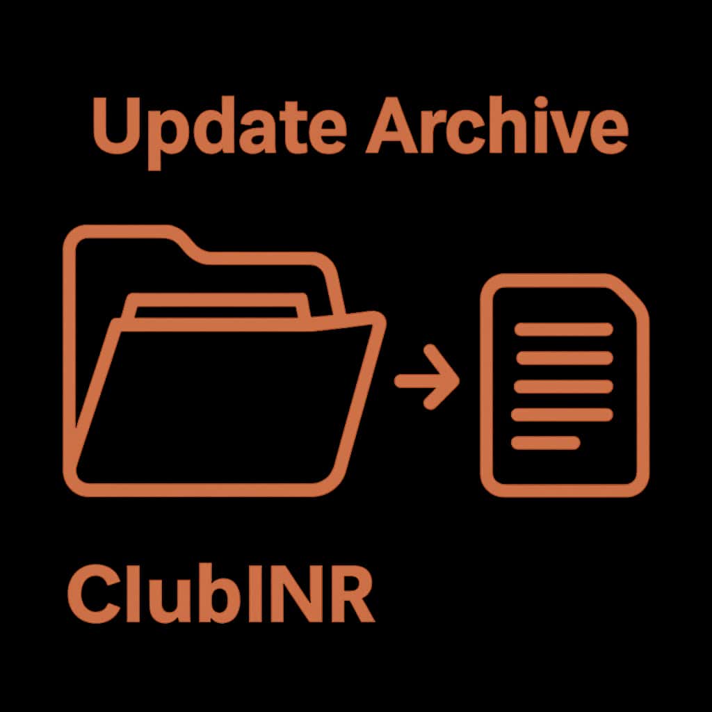 Illustration detailing the features of ClubINR Update Archive.