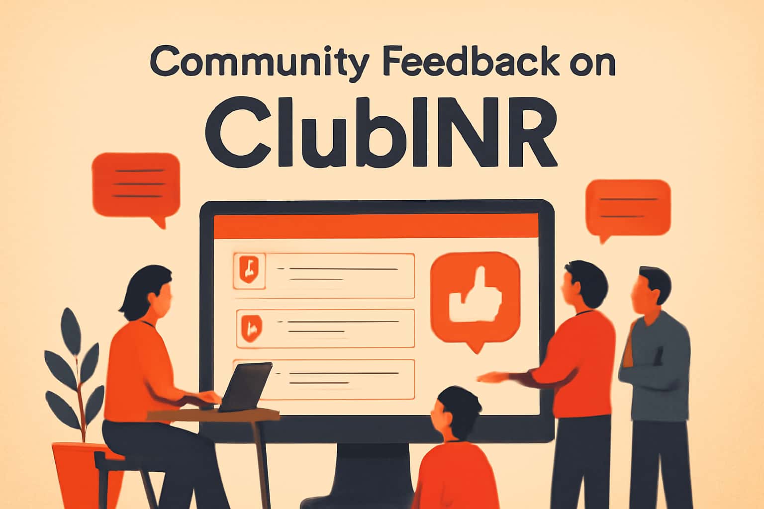 A neutral scene representing community feedback on the ClubINR app.