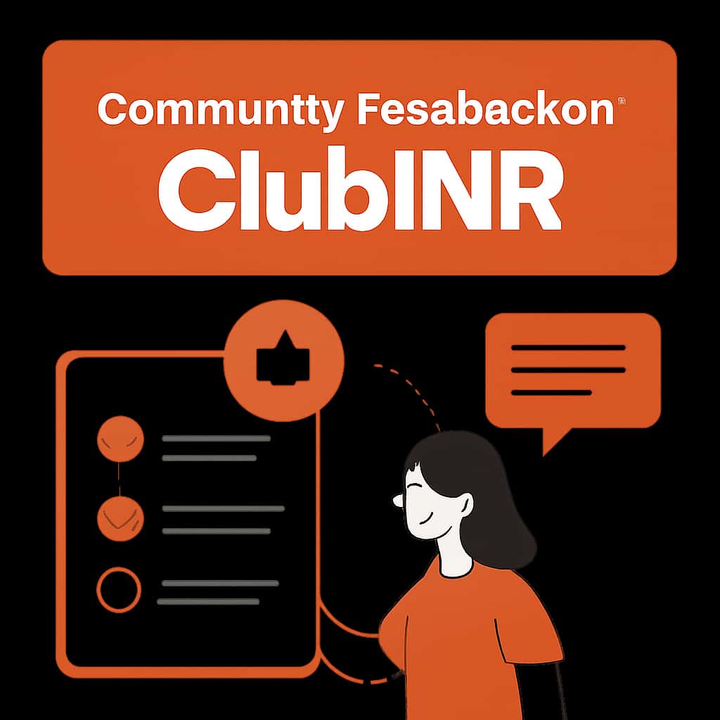 An illustration detailing community feedback on the ClubINR app.