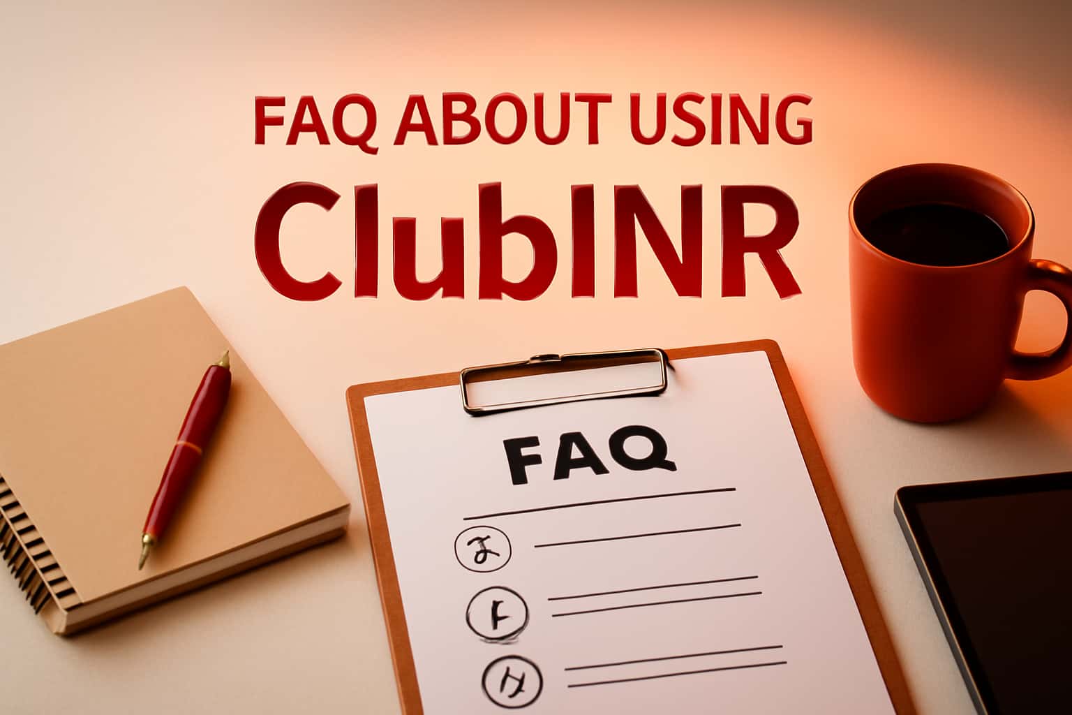 Visual representation of the FAQ regarding ClubINR application usage.