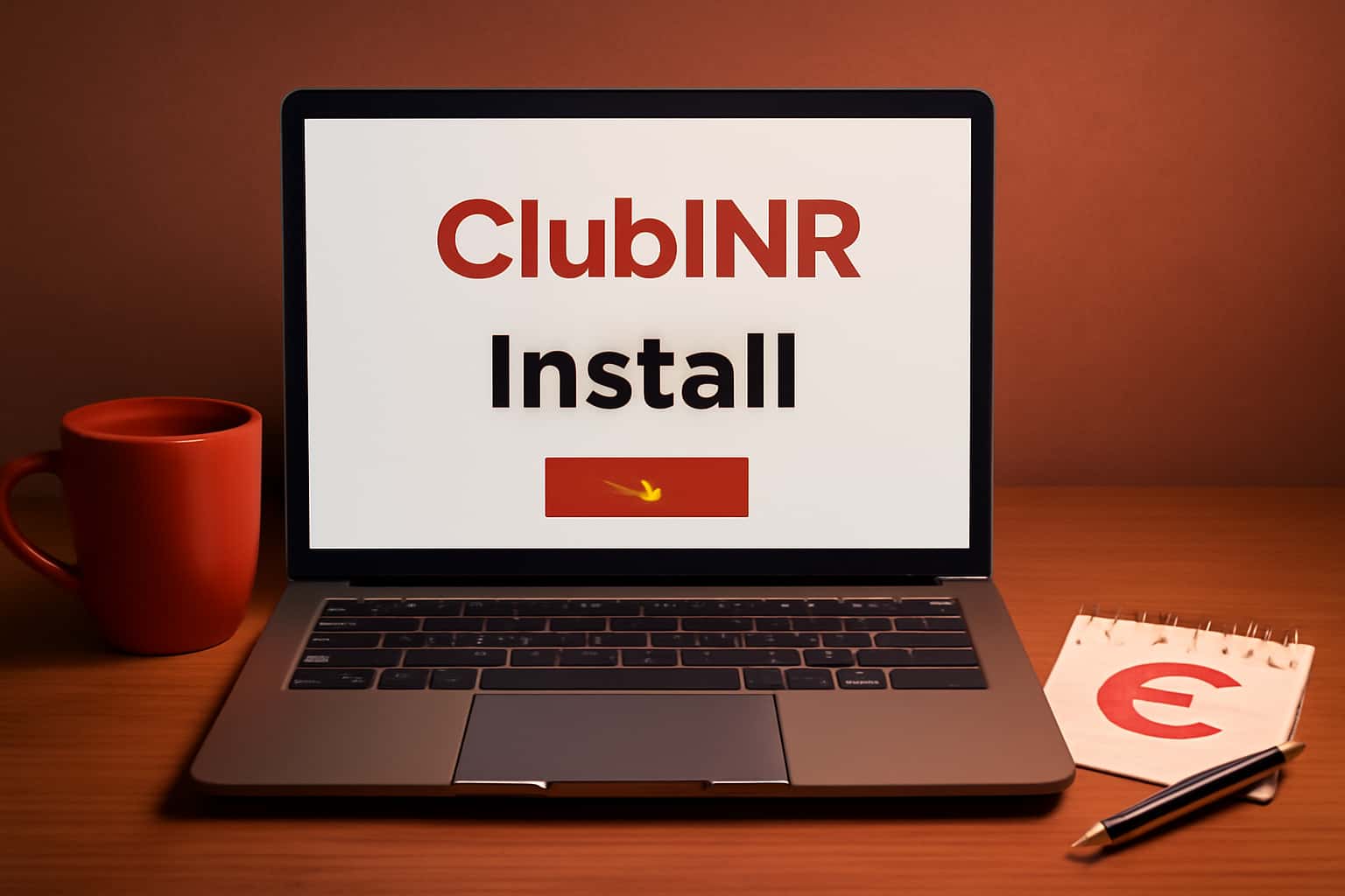 Informational scene depicting the installation process of the ClubINR app.