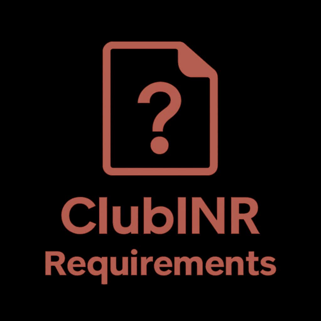 A badge symbolizing ClubINR Requirements.