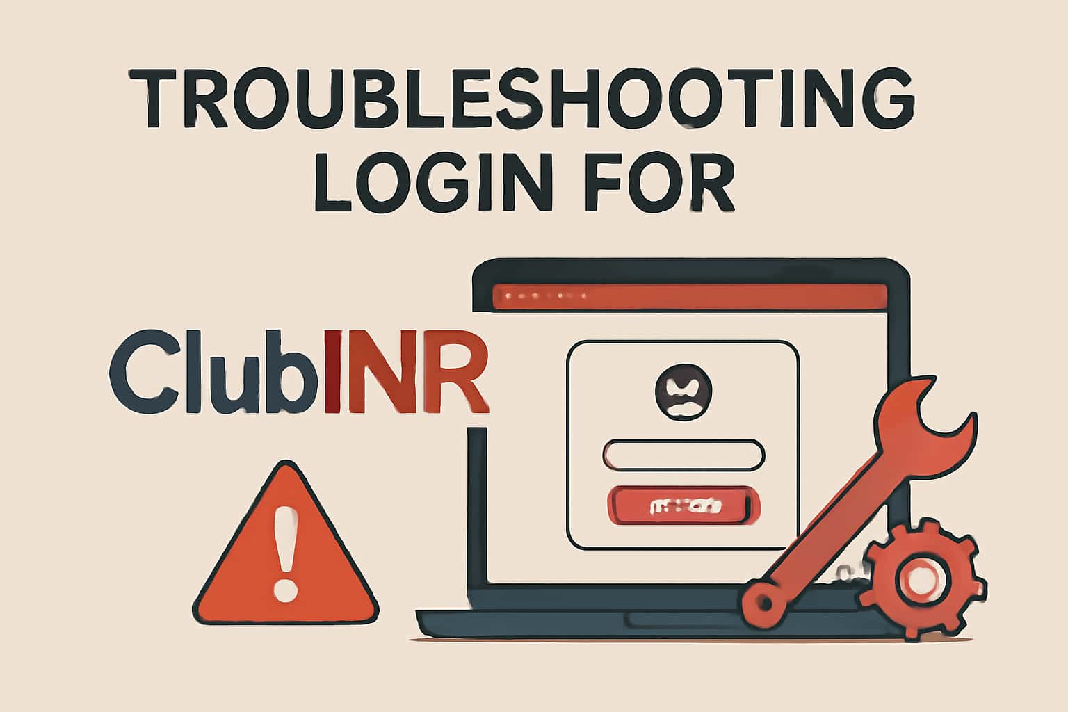A visual representation of troubleshooting login issues for ClubINR in a digital setting.