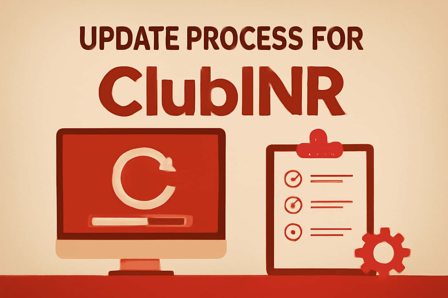 An informational graphic depicting the update process for the ClubINR app with a focus on clarity.