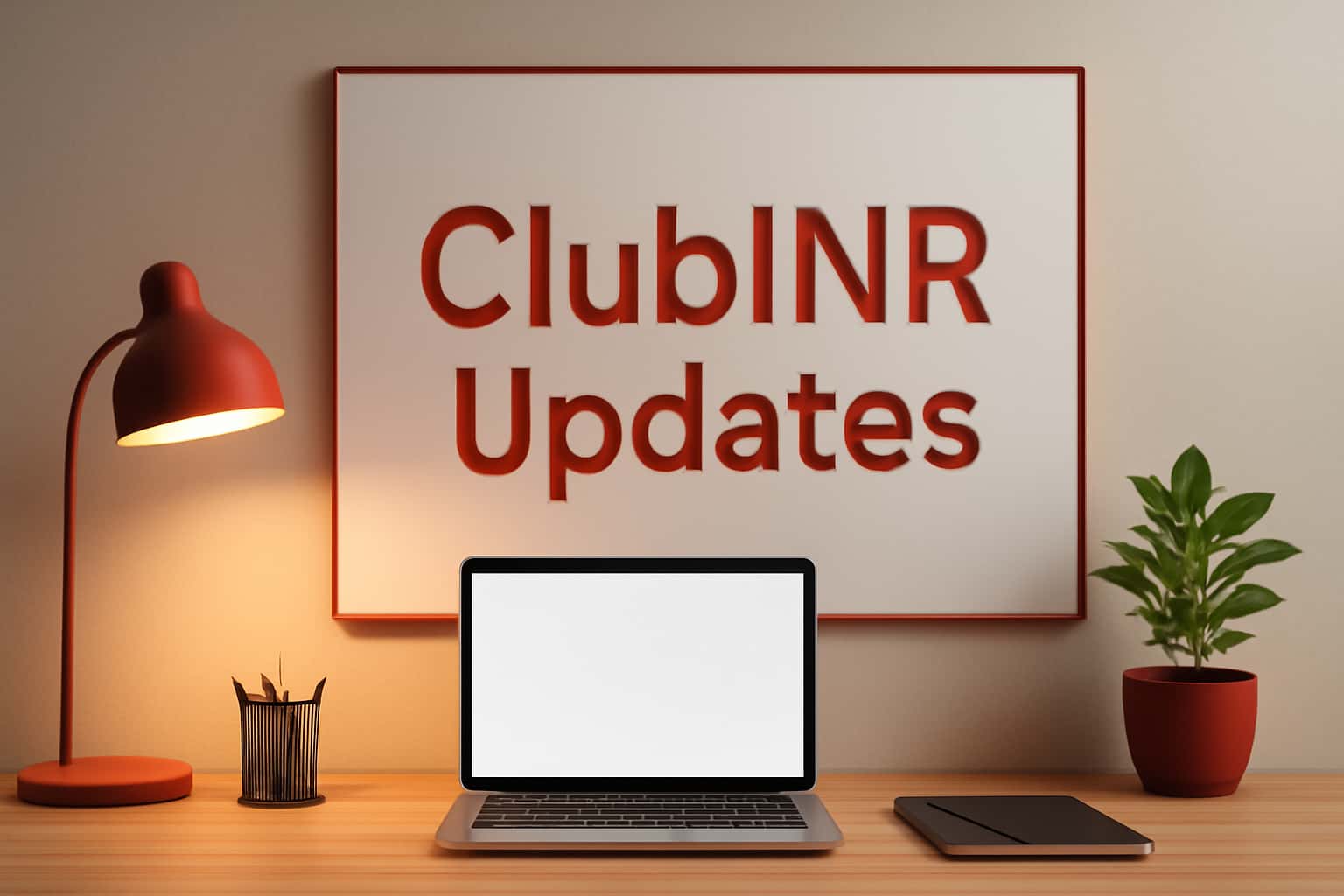 An informative visual representation of ClubINR updates with a professional design.